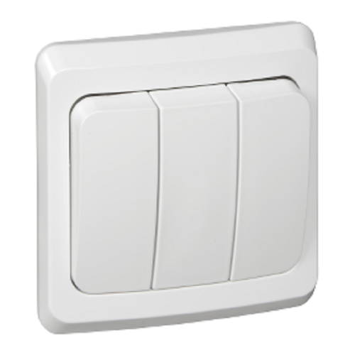 Выключатель с рамкой Systeme Electric Этюд 3-кл. белый картинка